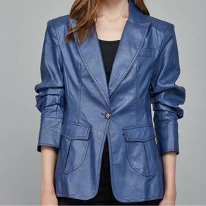 Fate Women's Blue Leather Blazer